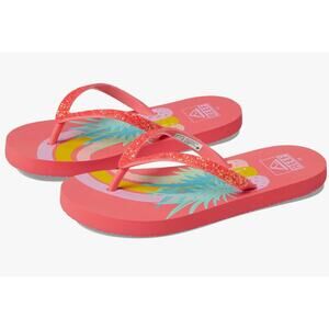 Reef Stargazer Prints Flip Flops Sandals in Pineapple Rainbows NWT Girls Kids 4